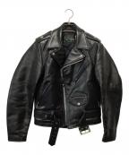 Schottショット）の古着「レザージャケット　ホースダブルレザージャケット」｜ブラック