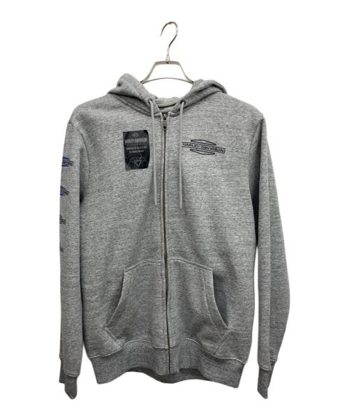 HARLEY-DAVIDSON（ハーレーダビッドソン）HARLEY-DAVIDSON (ハーレーダビッドソン) ロアリングバラクラバフーディー　ジップパーカー グレー サイズ:Mの古着・服飾アイテム