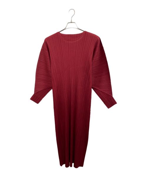 PLEATS PLEASE（プリーツプリーズ）PLEATS PLEASE (プリーツプリーズ) プリーツワンピース レッド サイズ:サイズ表記無しの古着・服飾アイテム