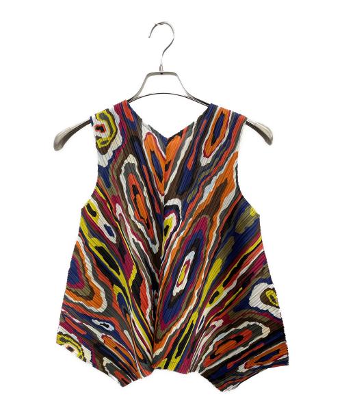 PLEATS PLEASE（プリーツプリーズ）PLEATS PLEASE (プリーツプリーズ) WOODEN PATTERN BOUNCE SHIRT TOP マルチカラー サイズ:3の古着・服飾アイテム