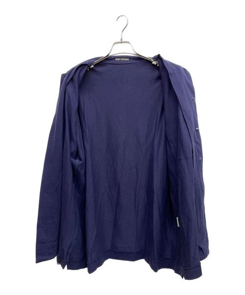 ISSEY MIYAKE（イッセイミヤケ）ISSEY MIYAKE (イッセイミヤケ) ポロシャツ切替ストライプシャツ ネイビー サイズ:Lの古着・服飾アイテム