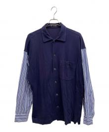 ISSEY MIYAKE（イッセイミヤケ）の古着「ポロシャツ切替ストライプシャツ」｜ネイビー