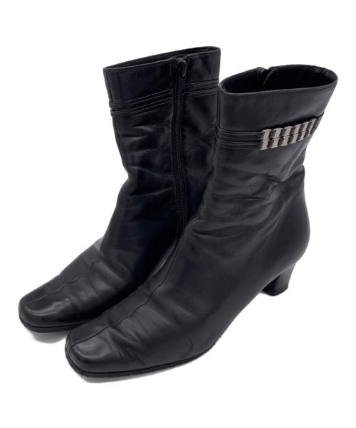 Salvatore Ferragamo（サルヴァトーレ フェラガモ）Salvatore Ferragamo (サルヴァトーレ フェラガモ) サイドジップブーツ ブラック サイズ:5　1/2の古着・服飾アイテム