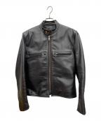 VANSONバンソン）の古着「シングルライダースジャケット」｜ブラック