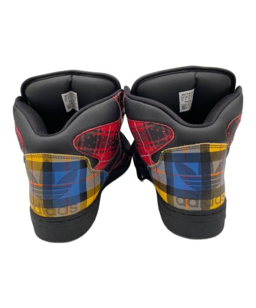 adidas（アディダス）adidas (アディダス) JEREMY SCOTT (ジェレミー スコット) インスティンクト ハイ タータンチェック レッド×ブラック サイズ:27.5㎝の古着・服飾アイテム