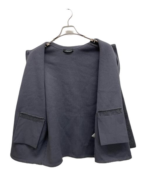 green label relaxing（グリーンレーベルリラクシング）green label relaxing (グリーンレーベルリラクシング) FOXブレンド セッケツ ノーカラー ニット カーディガン グレー サイズ:サイズ表記無しの古着・服飾アイテム