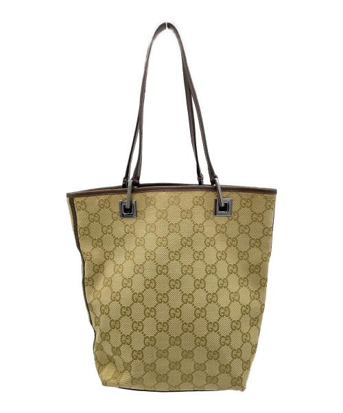 GUCCI（グッチ）GUCCI (グッチ) ハンドバッグ カーキ×ベージュの古着・服飾アイテム