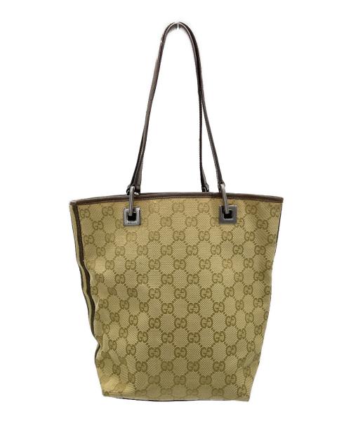 GUCCI（グッチ）GUCCI (グッチ) ハンドバッグ カーキ×ベージュの古着・服飾アイテム