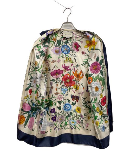 GUCCI（グッチ）GUCCI (グッチ) シルクジップアップフローラルフラワーシャツ ベージュ サイズ:38の古着・服飾アイテム