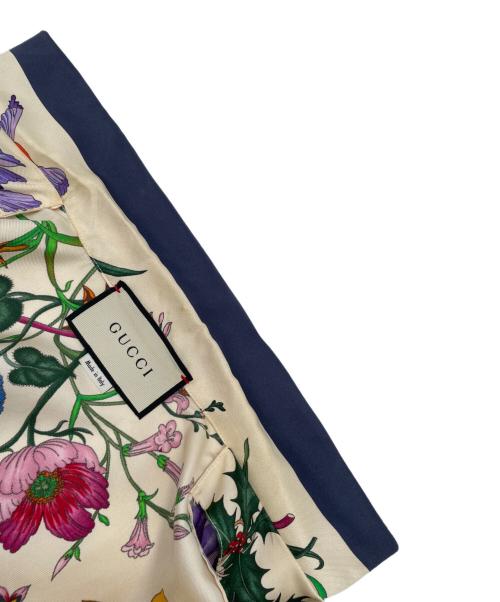 GUCCI（グッチ）GUCCI (グッチ) シルクジップアップフローラルフラワーシャツ ベージュ サイズ:38の古着・服飾アイテム