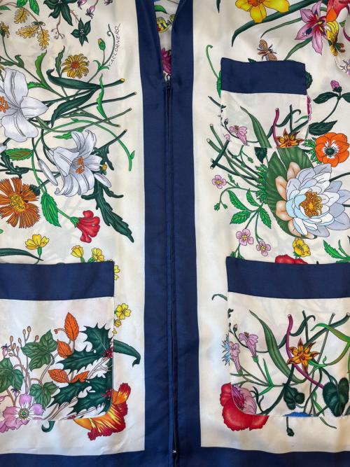 GUCCI（グッチ）GUCCI (グッチ) シルクジップアップフローラルフラワーシャツ ベージュ サイズ:38の古着・服飾アイテム