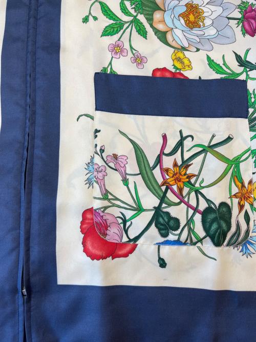 GUCCI（グッチ）GUCCI (グッチ) シルクジップアップフローラルフラワーシャツ ベージュ サイズ:38の古着・服飾アイテム