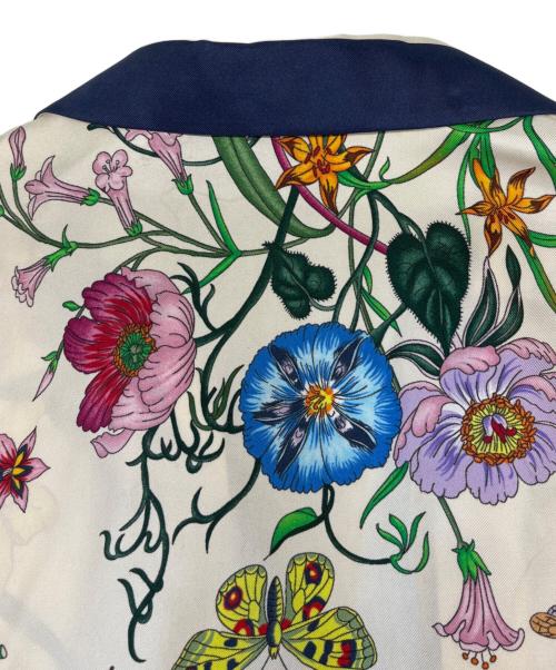 GUCCI（グッチ）GUCCI (グッチ) シルクジップアップフローラルフラワーシャツ ベージュ サイズ:38の古着・服飾アイテム