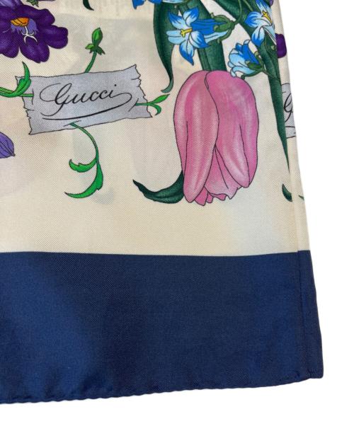 GUCCI（グッチ）GUCCI (グッチ) シルクジップアップフローラルフラワーシャツ ベージュ サイズ:38の古着・服飾アイテム