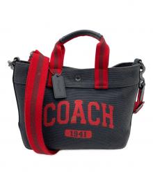 COACH（コーチ）の古着「トート バッグ 20・コーチ グラフィック　2WAYショルダーバッグ」｜グレー×レッド
