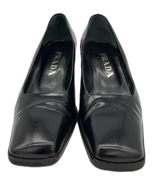PRADA（プラダ）PRADA (プラダ) スクエアトゥーパンプス ブラック サイズ:記載なしの古着・服飾アイテム