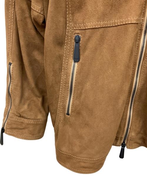 HUNTING WORLD（ハンティングワールド）HUNTING WORLD (ハンティングワールド) ゴートスエードレザー ジップアップ ジャケット ブラウン サイズ:52の古着・服飾アイテム