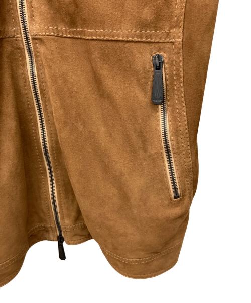 HUNTING WORLD（ハンティングワールド）HUNTING WORLD (ハンティングワールド) ゴートスエードレザー ジップアップ ジャケット ブラウン サイズ:52の古着・服飾アイテム