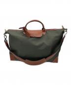 LONGCHAMPロンシャン）の古着「2WAYボストンバッグ」｜グリーン×ブラウン