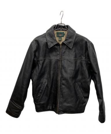 J.CREW ブラックレザーシングルライダースジャケット L 中古・古着通販】J.CREW (ジェイクルー) シングルライダースジャケット