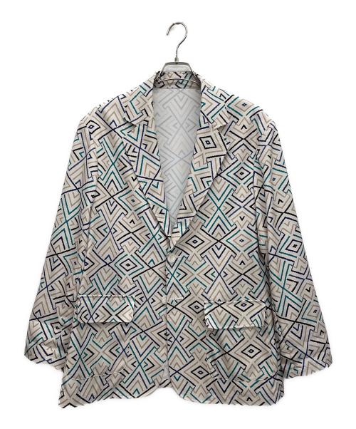International Gallery BEAMS（インターナショナルギャラリービームス)）International Gallery BEAMS (インターナショナルギャラリービームス)) geometric print draped jacket ホワイト サイズ:Sの古着・服飾アイテム