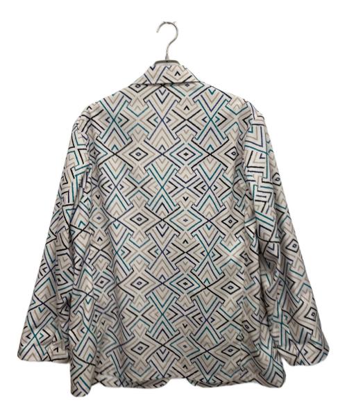 International Gallery BEAMS（インターナショナルギャラリービームス)）International Gallery BEAMS (インターナショナルギャラリービームス)) geometric print draped jacket ホワイト サイズ:Sの古着・服飾アイテム