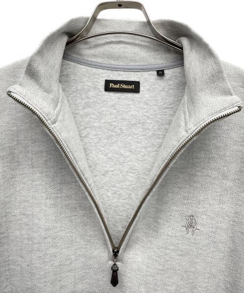 Paul Stuart（ポールスチュアート）Paul Stuart (ポールスチュアート) へリンボンコットンハーフジップカットソー グレー サイズ:XLの古着・服飾アイテム