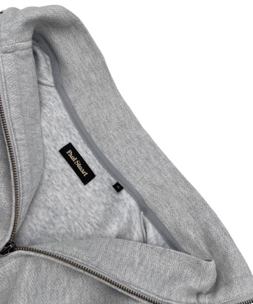 Paul Stuart（ポールスチュアート）Paul Stuart (ポールスチュアート) へリンボンコットンハーフジップカットソー グレー サイズ:XLの古着・服飾アイテム