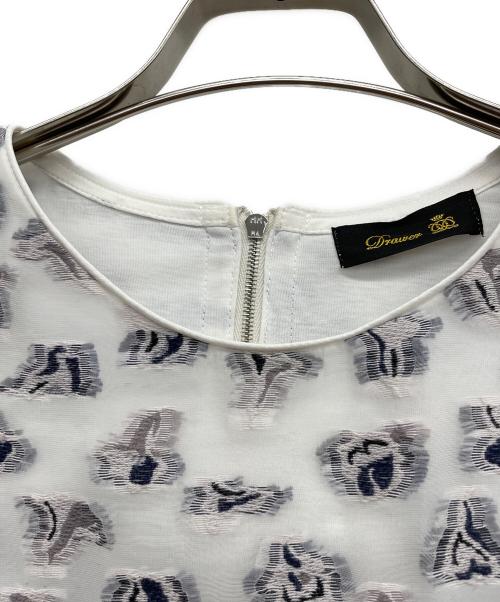 DRAWER（ドゥロワー）Drawer (ドゥロワー) ーガンカットジャカードブラウス シャツ　半袖ブラウス ホワイト サイズ:サイズ表記無しの古着・服飾アイテム