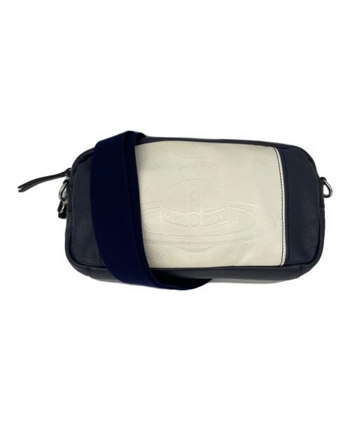 Vivienne Westwood man（ヴィヴィアン ウェストウッド マン）Vivienne Westwood man (ヴィヴィアン ウェストウッド マン) レザーショルダーバッグ ネイビーの古着・服飾アイテム