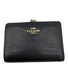 COACH（コーチ）の古着「キスロック ミディアム ウォレット　2つ折り財布」｜ブラック
