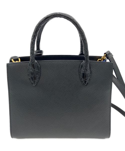 PRADA（プラダ）PRADA (プラダ) 2WAYショルダーバッグ ブラック×ブルーの古着・服飾アイテム