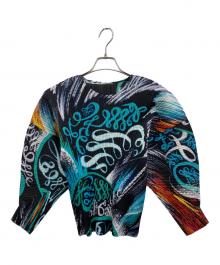 PLEATS PLEASE（プリーツプリーズ）の古着「長袖ブラウス」｜ネイビー