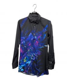 CIVARIZE（シヴァーライズ）の古着「フラワーパターンロングシャツ　長袖シャツ」｜ブラック