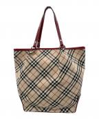 BURBERRY BLUE LABELバーバリー ブルー レーベル）の古着「トートバッグ」｜ベージュ×レッド