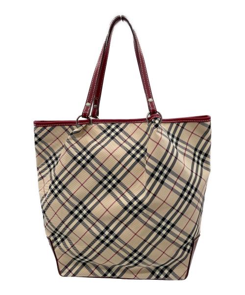 BURBERRY BLUE LABEL（バーバリー ブルー レーベル）BURBERRY BLUE LABEL (バーバリー ブルー レーベル) トートバッグ ベージュ×レッドの古着・服飾アイテム