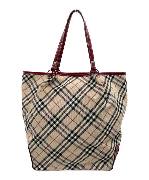 BURBERRY BLUE LABEL（バーバリー ブルー レーベル）BURBERRY BLUE LABEL (バーバリー ブルー レーベル) トートバッグ ベージュ×レッドの古着・服飾アイテム