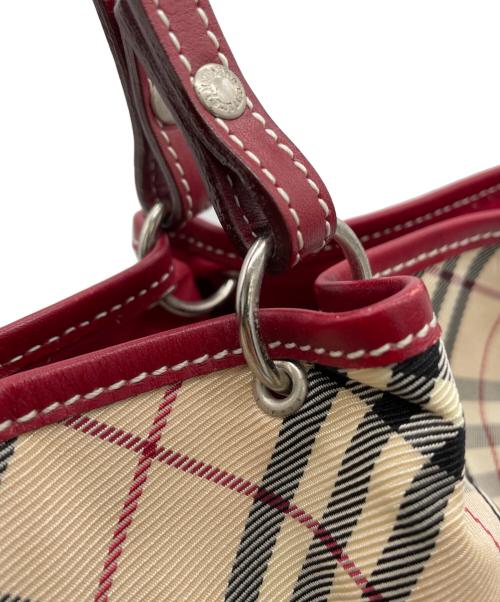 BURBERRY BLUE LABEL（バーバリー ブルー レーベル）BURBERRY BLUE LABEL (バーバリー ブルー レーベル) トートバッグ ベージュ×レッドの古着・服飾アイテム