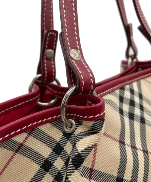 BURBERRY BLUE LABEL（バーバリー ブルー レーベル）BURBERRY BLUE LABEL (バーバリー ブルー レーベル) トートバッグ ベージュ×レッドの古着・服飾アイテム