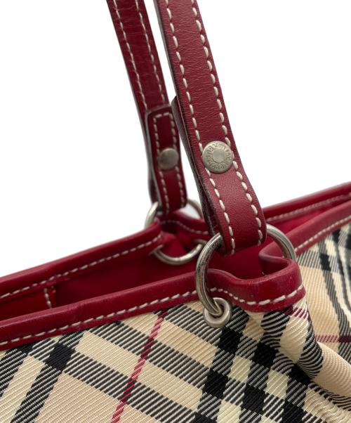 BURBERRY BLUE LABEL（バーバリー ブルー レーベル）BURBERRY BLUE LABEL (バーバリー ブルー レーベル) トートバッグ ベージュ×レッドの古着・服飾アイテム