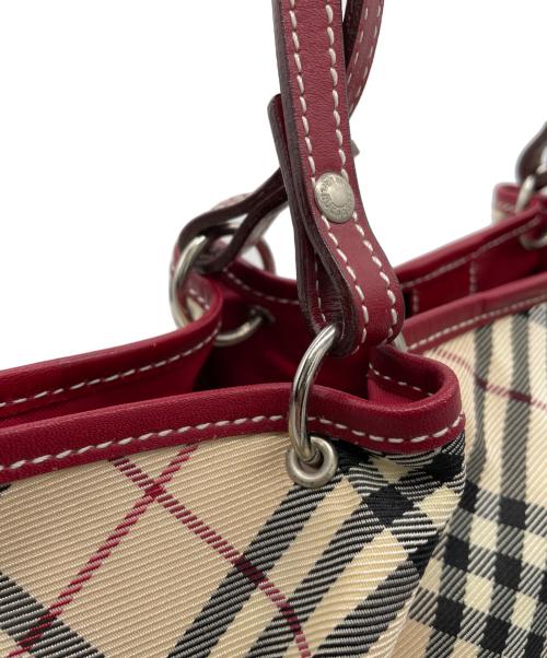 BURBERRY BLUE LABEL（バーバリー ブルー レーベル）BURBERRY BLUE LABEL (バーバリー ブルー レーベル) トートバッグ ベージュ×レッドの古着・服飾アイテム