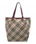 BURBERRY BLUE LABEL (バーバリー ブルー レーベル) トートバッグ ベージュ×レッド：7000円