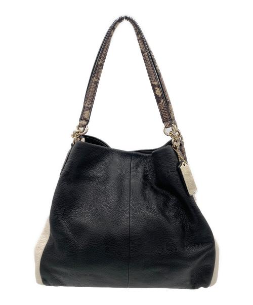 COACH（コーチ）COACH (コーチ) ハンドバッグ ブラック×ホワイトの古着・服飾アイテム