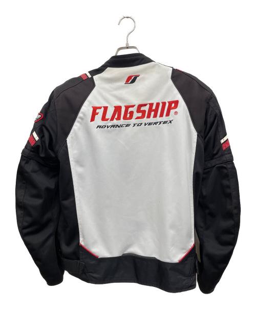 FLAGSHIP（フラッグシップ）FLAGSHIP (フラッグシップ) モーターサイクルジャケット ブラック×ホワイト サイズ:LLの古着・服飾アイテム