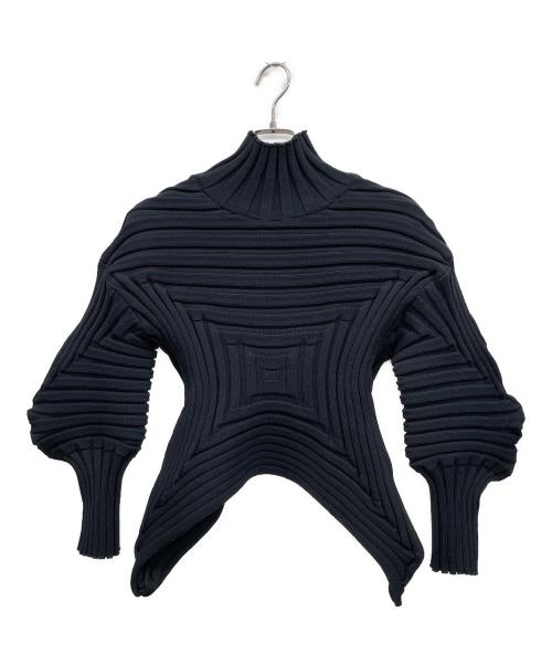 PLEATS PLEASE（プリーツプリーズ）PLEATS PLEASE (プリーツプリーズ) FLOST KNIT　厚手ニット ブラック サイズ:サイズ表記無しの古着・服飾アイテム
