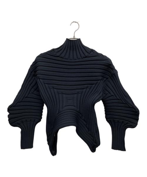 PLEATS PLEASE（プリーツプリーズ）PLEATS PLEASE (プリーツプリーズ) FLOST KNIT　厚手ニット ブラック サイズ:サイズ表記無しの古着・服飾アイテム