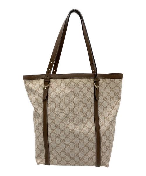 GUCCI（グッチ）GUCCI (グッチ) GGスプリームトートバッグ アイボリー×ブラウンの古着・服飾アイテム