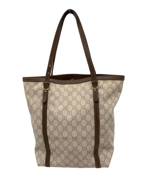 GUCCI（グッチ）GUCCI (グッチ) GGスプリームトートバッグ アイボリー×ブラウンの古着・服飾アイテム