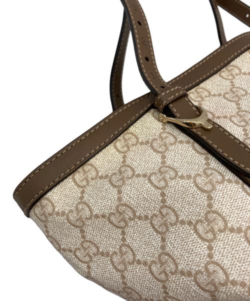 GUCCI（グッチ）GUCCI (グッチ) GGスプリームトートバッグ アイボリー×ブラウンの古着・服飾アイテム
