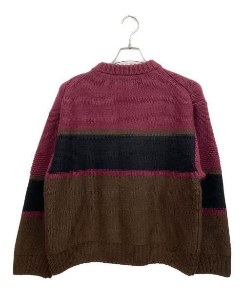 MATSUFUJI（マツフジ）MATSUFUJI (マツフジ) 厚手ニット レッド×ブラック×ブラウン サイズ:2の古着・服飾アイテム